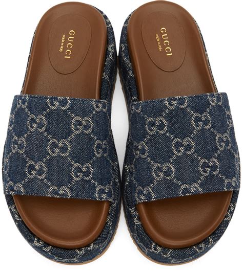 women blue gucci slides|Gucci slides women platform.